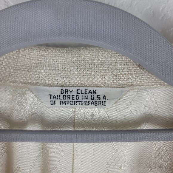 Steve Gordon Double Breasted 100% Pure Silk Cream Men's Suit Coat 46L - Picture 5 of 11